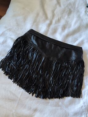 Black Fringe Mini Skirt